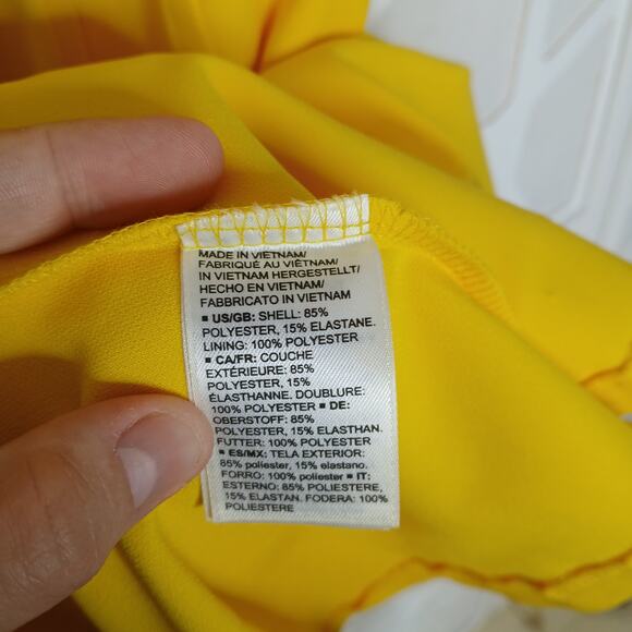 Lark & Ro Yellow Sleeveless Ruffle Hem Dress Womens 8 Work Office Career Casual - Picture 6 of 14